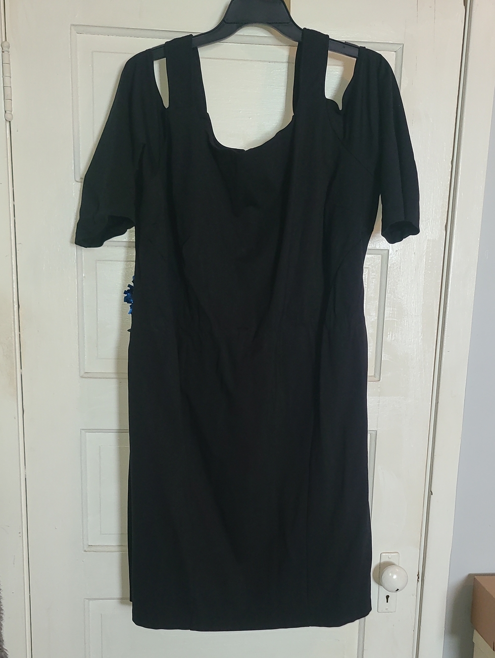 Lane Bryant Black Cold-Shoulder Midi Sheath Dress